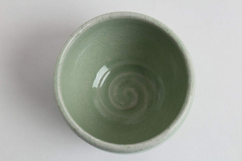 Mino Ware Pottery Japanese Bowl Gran Mint Stripe Green Strip