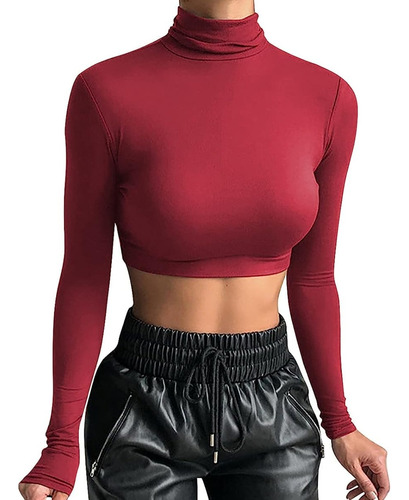 Crop Top De Algodón Cuello Alto / Confección Nacional 