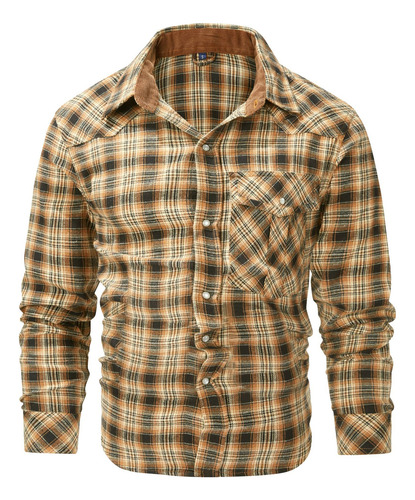 Camisa De Franela Vintage Con Botones De Perlas Estilo Weste