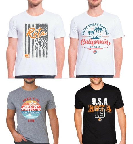 Kit 4 Camiseta Masculina Algodão Estampada Atacado