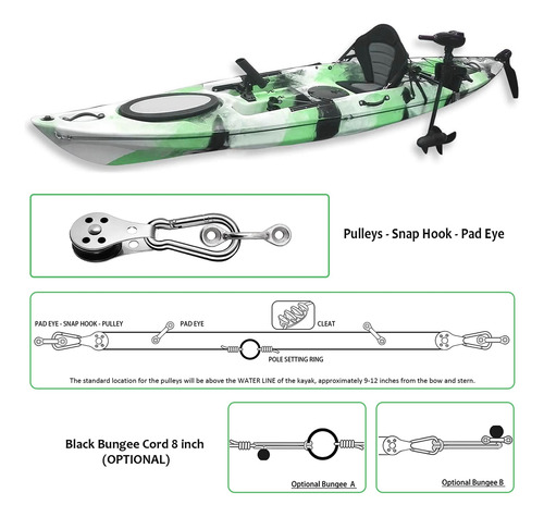 Kit Carro Anclaje Para Kayak Canoas Y Barcos Con Mosquetón Color