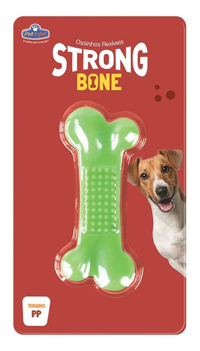 Brinquedo Mordedor Osso Flexível Strong Bone Pet Pp Cor Verde