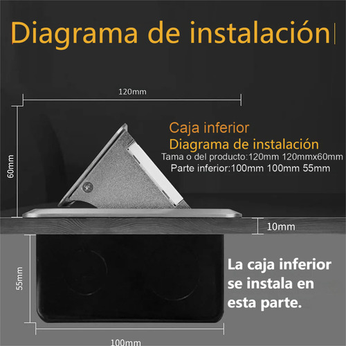 Kit Caja De Piso Pop Up Metálica 2 Tomas 16a + Type-c + Usb