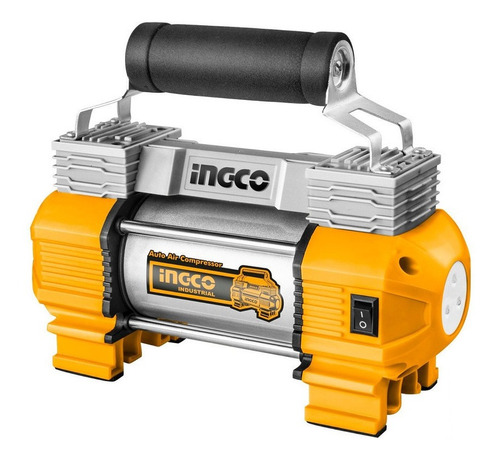 Imagen 1 de 2 de Compresor de aire mini eléctrico portátil Ingco AAC2508 12V gris/naranja