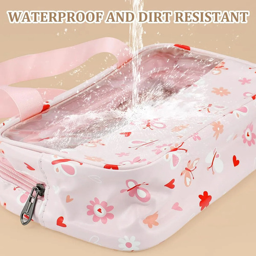 Set De Neceser Rosa De 4 Piezas, Bolsa De Cosméticos De Viaj