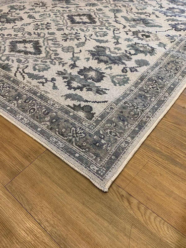 Alfombra de salón clásica oriental, 150 x 200 cm, tipo belga 55, azul