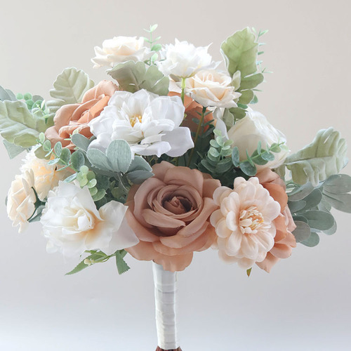 Elegante Ramo De Flores De Imitación, Color Beige, Decoració