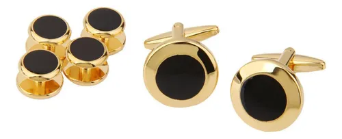 1par Gemelos De Camisa Traje Botón De Collar Color Oro