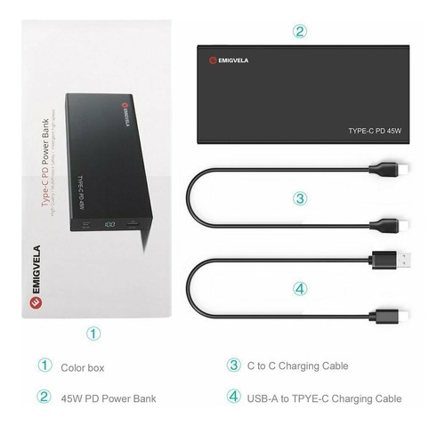 Imagen 6 de 10 de Power Bank Carga Rapida Tipo C 20000 Mah Reales Qc 3.0 45 W