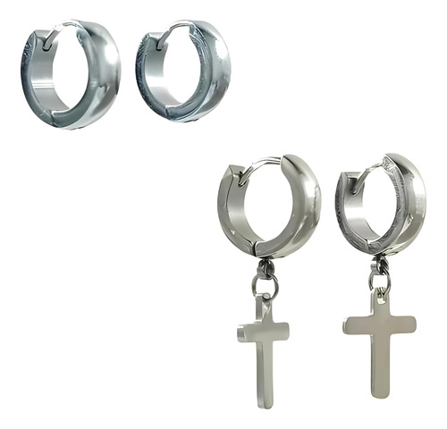 Pack De 2 Pares De Argollas Lisas Plateadas Helix Piercing