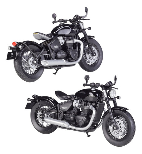 Triumph Bonneville Bobber Negro Miniatura Metal Moto 1/12