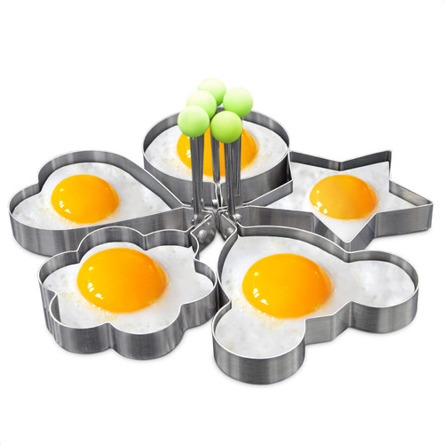 Moldes Para Anillos De Huevo Para Cocinar, 5 Piezas De Acero