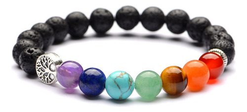 Pulseira Da Amizade Com Ioga E Pedras Vulcânicas Na