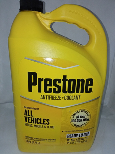 Refrigerante Y Anticongelante Prestone Amarillo G13 De 3.78l