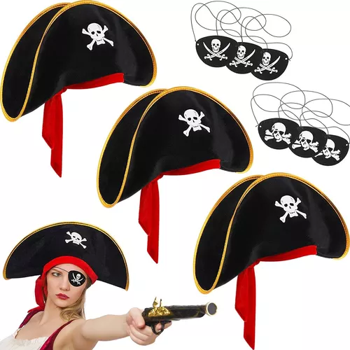 Juego de accesorios para disfraz de pirata de capitán de pirata, sombrero  de pirata, kit de accesorios de pirata, juego de roles