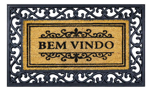 2 Tapete Porta Capacho Fibra Coco Antiderrapante 45x75 Imppt Preto