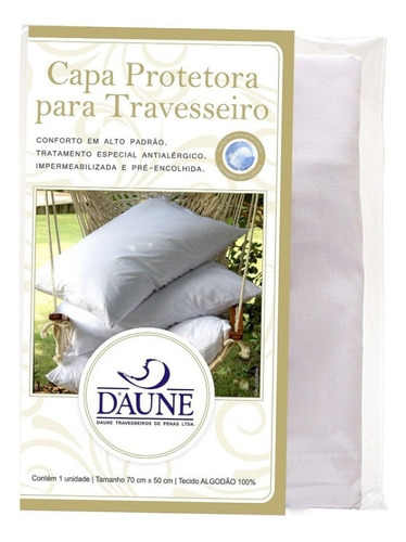 Capa Protetora Daune De Travesseiro Impermeabilizada Algodão Cor Branco Capa Impermeável Liso