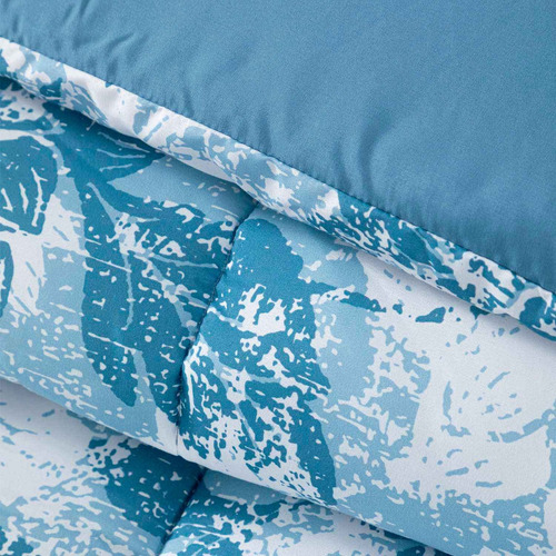 Plumon Reversible 2 Plazas Flores Azul