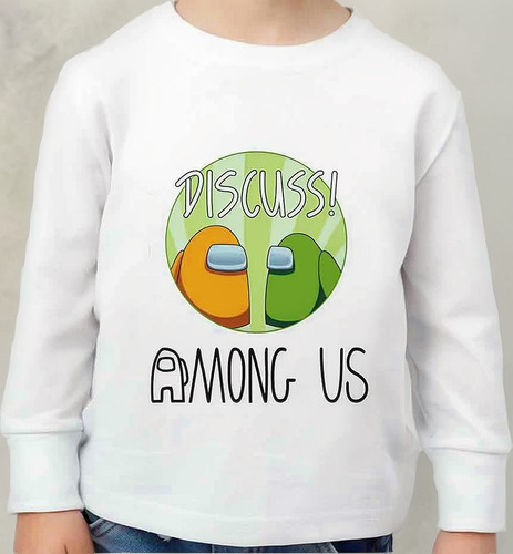 Remera Among Us Manga Larga Algodón Peinado Infantil