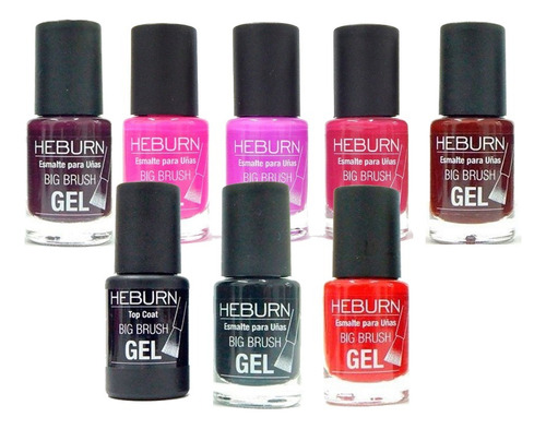 Kit 8 Esmaltes Uñas Heburn Gel Sin Cabina Manicuría Manos Color A Elección