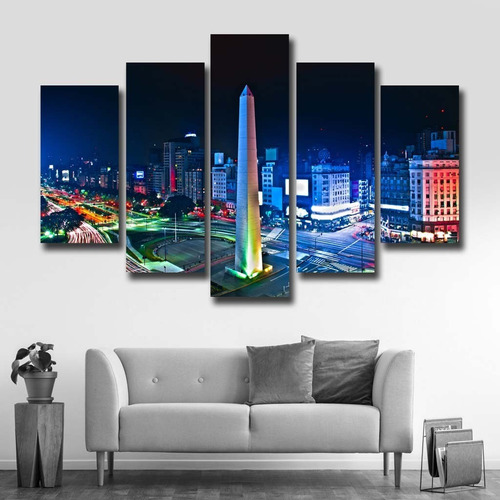 Imagen 2 de 7 de Cuadros Buenos Aires 150x100 Decorativo Y Moderno Canvas