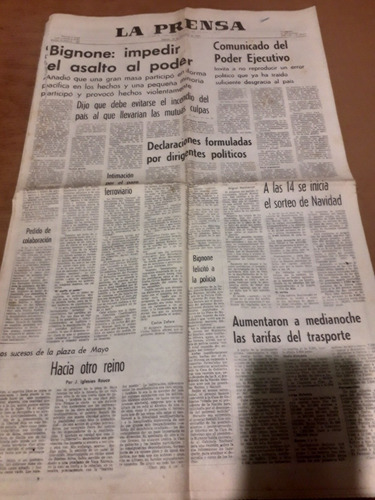 Diario La Prensa 18 12 1982 Bignone Marcha Política 