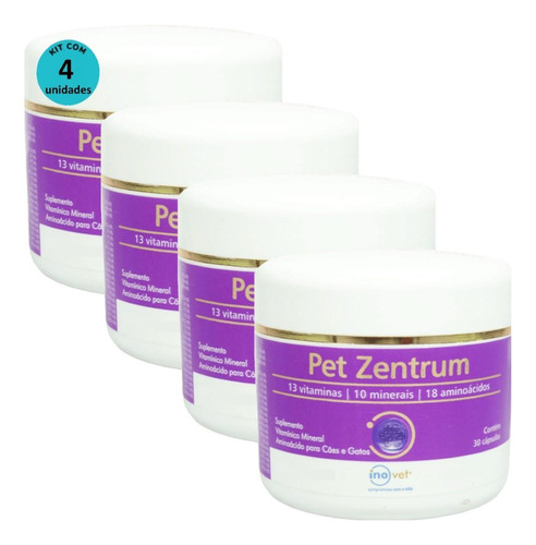 Pet Zentrum Suplemento Cães E Gatos Com 30 Cápsulas Kit 4