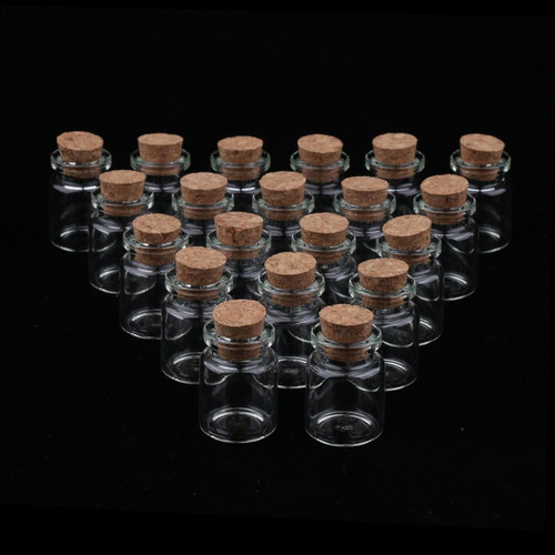 3 Set De 20 Frascos De Vidrio Con Tapones Naturales 3 Piezas