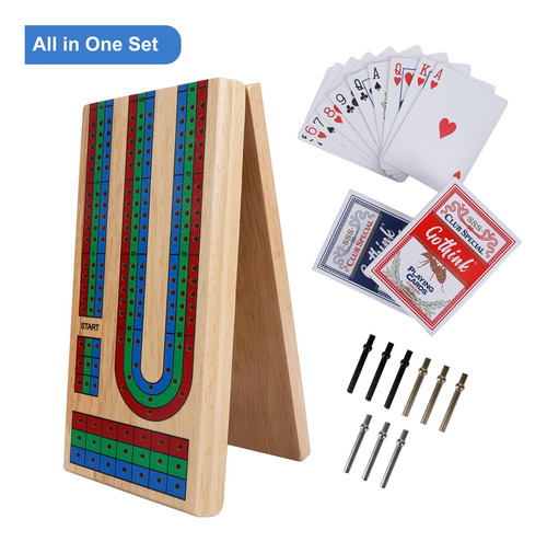 Conjunto De Jogos De Tabuleiro Folding Cribbage Offelec Wood