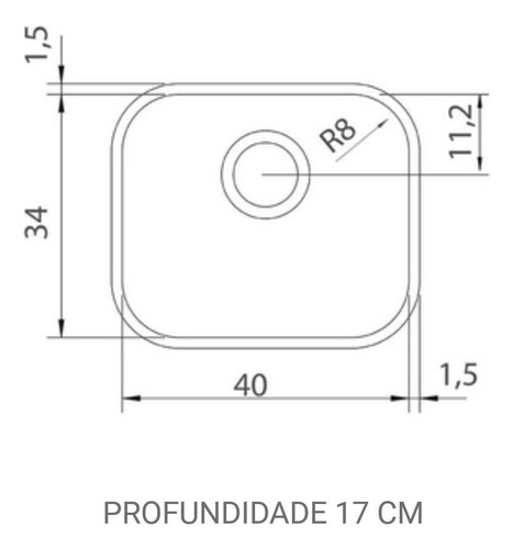 Cuba Inox 40x34x17 Tramontina Pia Alto Brilho Lavínia Escape Cor Inox Alto Brilho