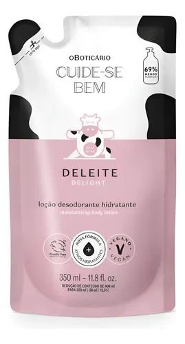 O Boticário Deleite Loção Hidratante Desodorante Corporal Sachê Gourmand 350ml