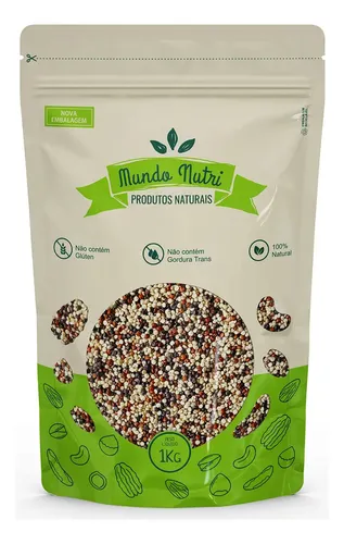 1kg Mix De Quinoa Branca, Preta E Vermelha Grãos Mundo Nutri