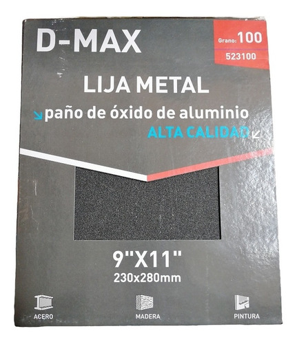 10 Lija Metal 9x11puLG (230x280mm) Grano 100 D-max