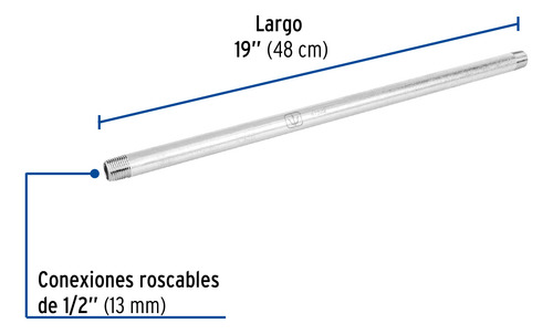 Niple Galvanizado 1/2'' X 19'' Alta Dureza Foset 47522