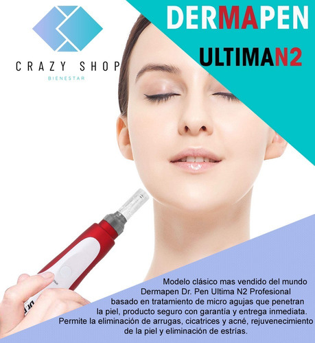 Imagen 2 de 10 de Dermapen Anti Acne Arrugas Flacidez Estrias Manchas + 2 Cart