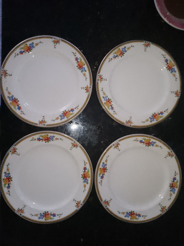 4 Platos De Postre Antiguos Sello England 