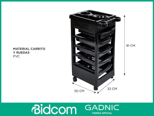 Mueble De Peluquería Rodante Gadnic 6 Niveles 5 Cajones