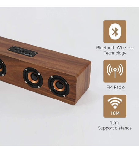 Imagen 2 de 3 de Altavoz Seviz Cuatro Bluetooth Inalámbricos Retro, So Frp10