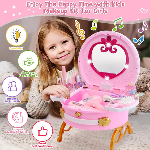 Kit De Maquillaje Para Niñas Juego De Princesa 3-10 Años