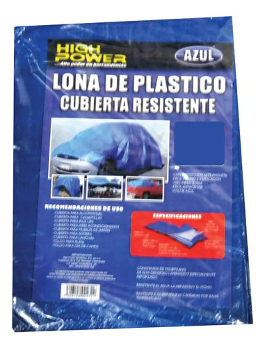 Lona Plastico Resistente 4.2x4.2 Metros 14x14 Ft Azul 6 Pz