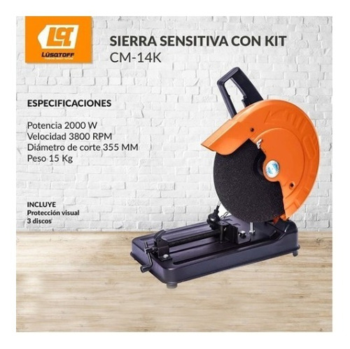 Imagen 4 de 5 de Kit Sierra Cortadora Sensitiva Lusqtoff 355mm Cm-14