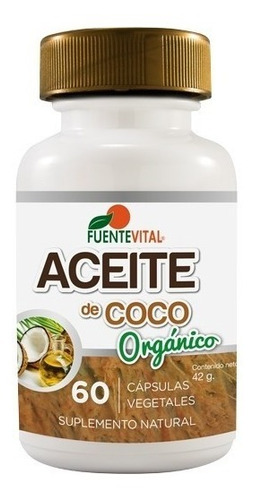 Aceite Coco Organico Fv 60 Capsulas 610mg. Pelo Piel Uñas