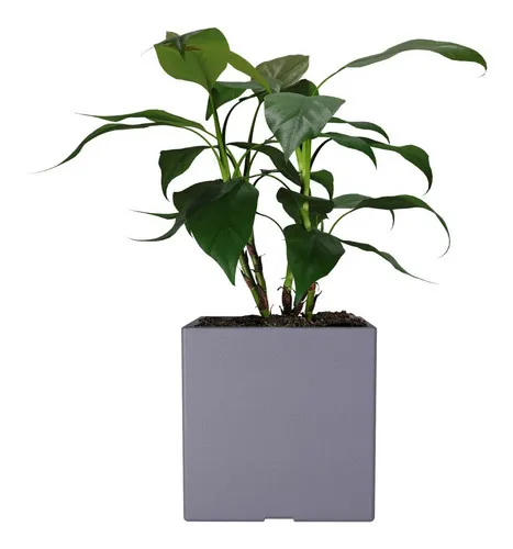 Maceta Plástica Rotomoldeada Modelo Cubo N 40 Moderna Amalfi Color Gris Grafito