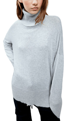 Polera Sweater Ginebra Mujer Hilo Calce Oversize Color Gris