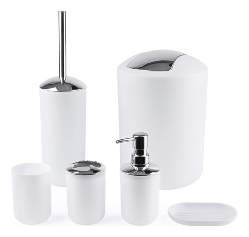 Set Utensilios Accesorios De Baño Jabonera Papelera Juego X6