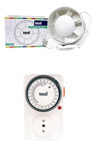Kit Indoor Timer Analogo + Extractor 125mm Kasvi