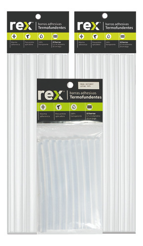 Barras Silicona Hot Melt 1.2cmx30cm Bolsa 4 Unid Rex 30279 Color Blanco