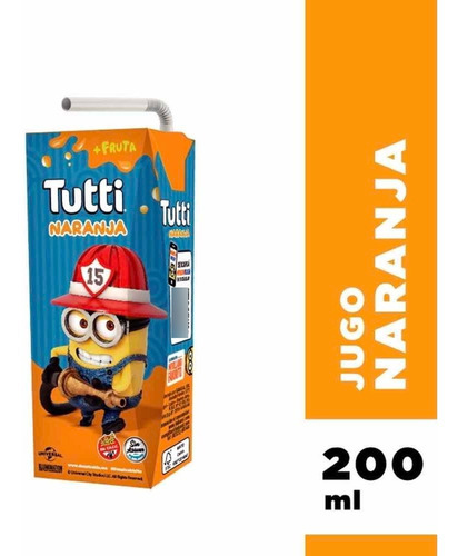 Caja 18 Jugo Tutti Naranja 200ml Sin Azucar Sin Tacc