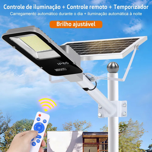 Refletor Solar Led Holofote Para Iluminação Pública 300w Autossusten Com Controlo Remoto