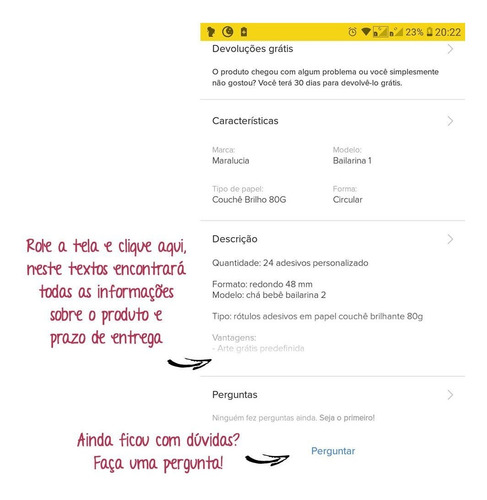 24 Adesivos Redondo Personalizado 48mm Chá Bebê Bailarina 1